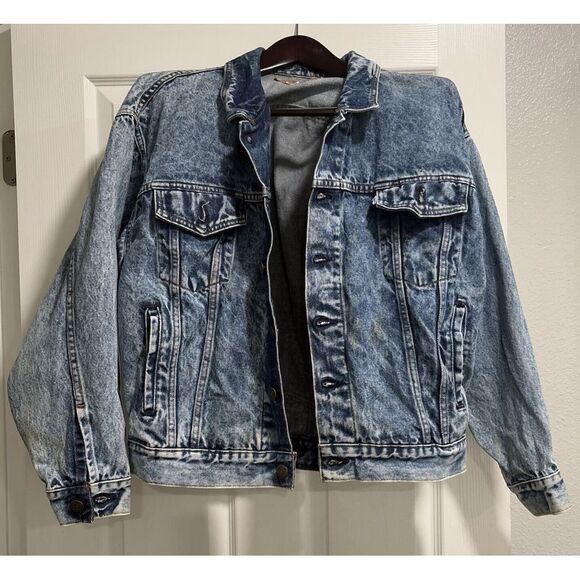 Levi's Jackets & Blazers - Vintage 80s Levis Denim Jean Acid Distressed Trucker Jacket USA 75068 0219 Sz Sm